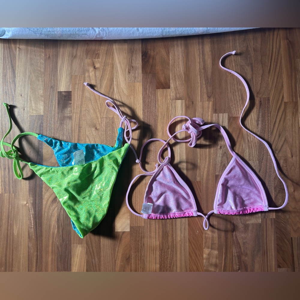 THE MIGHTY COMPANY Pink Blue Green Metallic Bikini - Picture 7 of 9